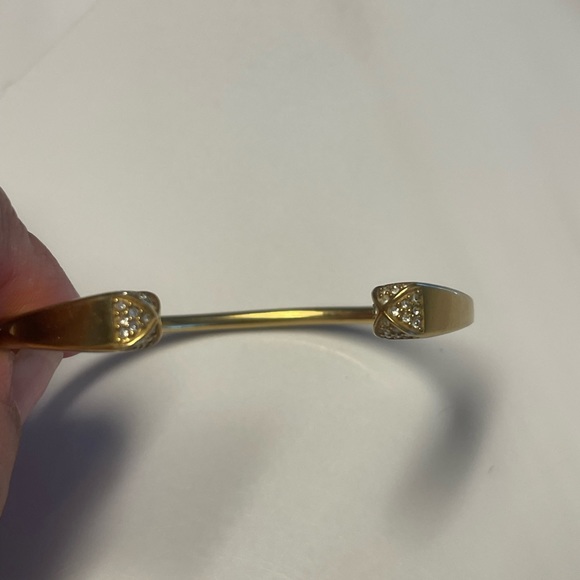 Michael Kors Open cuff Bangle Bracelet Gold Tone Color Pave Crystals - Picture 5 of 5